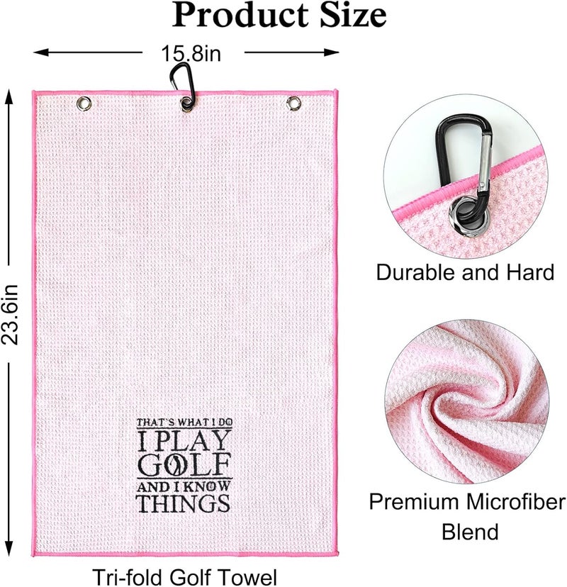 DYJYBMY Pink Golf Towel, Microfiber Golf Towels with Clip, Embroidered Golf Gift for Men, Women or Retired Coworker - Image 2